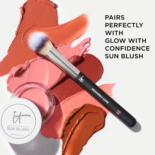 IT Cosmetics Heavenly Luxe Cream Blush Brush #3 - Face Brush for Blush Cream and Bronzer Blush - Soft Bristles - Flawless, Streak-Free Application