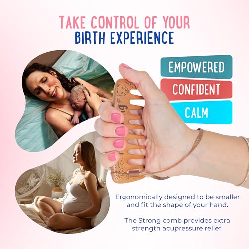 Mama Natural Strong Birth Comb - Labor Comb With Wide Teeth (1 Piece) - Wood Comb For Pregnancy Contractions - Birth Comb for Labor Pain & Pregnancy Gifts - Labor And Delivery Essentials Hand Comb