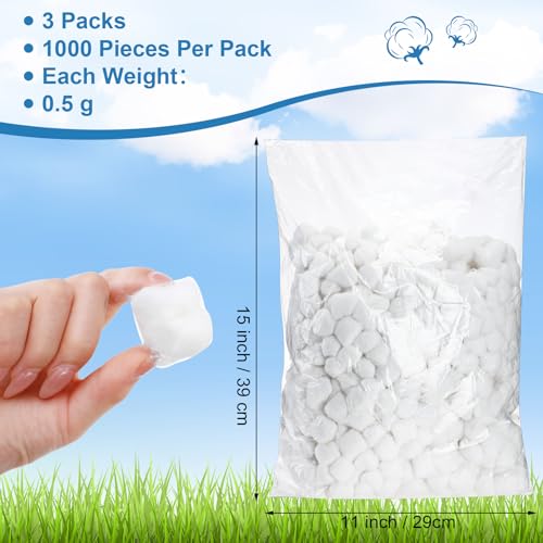3000 Pcs Cotton Balls Bulk Medium Size Organic Pure Cotton Balls for Makeup Remover, Nail Polish Remover and More