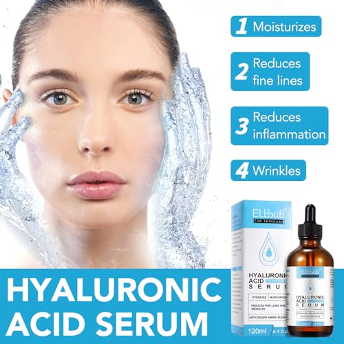 Hyaluronic Acid Serum for Face - 120ml Anti-Aging, Moisturizing Wrinkle Serum for Erasing Fine Lines and Wrinkles Soft Hydrating Easy Absorption Anti Aging Serum