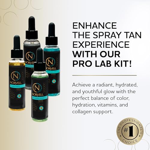 Norvell Pro Lab Kit ? Professional Spray Tan Additives with DHA Boost, Hydration Lift, Collagen Boost & Vitamin Bath ? Custom Sunless Tanning Results