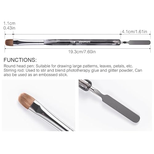 Kolinsky Sable Nail Brush French Nail Brush 2 Way Professional Gel Acrylic Nail Art Brush with Stirring Rod for French Manicure Cuticle Clean Up Nail Art Design Brush (10#)