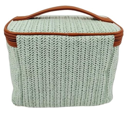 ORB Style - ANEW Cosmetic Bag-CB109MT-Herringbone-Train Case-Mint/Tan