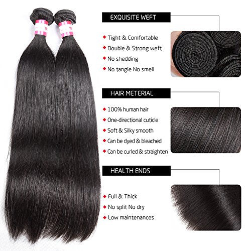 CYNOSURE Brazilian Hair 3 Bundles 9A Virgin Unprocessed Straight Human Hair 24 26 28 inches Brazilian Straight Hair¡¦