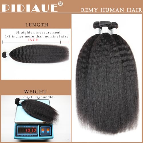 Weave Bundles Human Hair 20 20 20 inch Yaki Straight Bundles Kinky Straight Weave 12A Brazilian Remy Hair Real Unprocessed Virgin Human Hair Extensions Natural Color