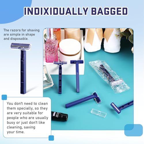 Chumia Twin Blade Razors for Men Stainless Steel Disposable Razors Men Bulk Plastic Shavers Multipurpose Portable Manual Disposable Shavers for Bathing Hotel Travel(1000 Pieces)