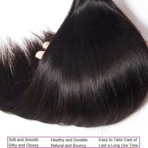 Straight Bundles Human Hair 20 22 24 Inch 300g/pack 12A Brazilian 3 Bundles for Women Double Weft Black Color