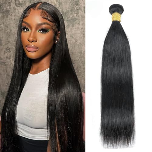 Straight Human Hair Bundles,Brazilian Virgin Human Hair Bundles Straight,100% Unprocessed Raw Human Hair Straight Bundles 18 Inch, No shedding No Tangle Double Strong Weft Natural Color