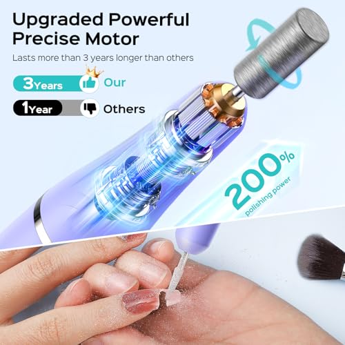 COSLUS Cordless Nail Drill Electric: 2-in-1 Nail File with Flash Cure for Acrylic Gel Dip Powder Nails, Stepless Control for Beginner Home DIY, Portable for Travel, Professional Pedicure Manicure Kit