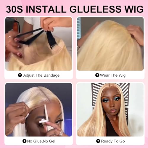 6x5 Wear And Go Glueless Wigs Human Hair P10/613 Lace Front Wig Human Hair Blonde Lace Front Wig 220% Density Highlight HD Lace Pre Plucked (22inch)