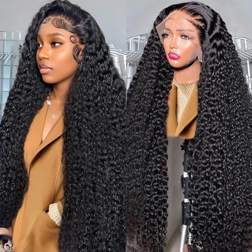 34 Inch Deep Wave Lace Front Wigs Human Hair Wig for Woman 13x4 Hd Deep Curly Lace Front Wig Human Hair Pre Plucked Deep Wave Lace Frontal Wigs