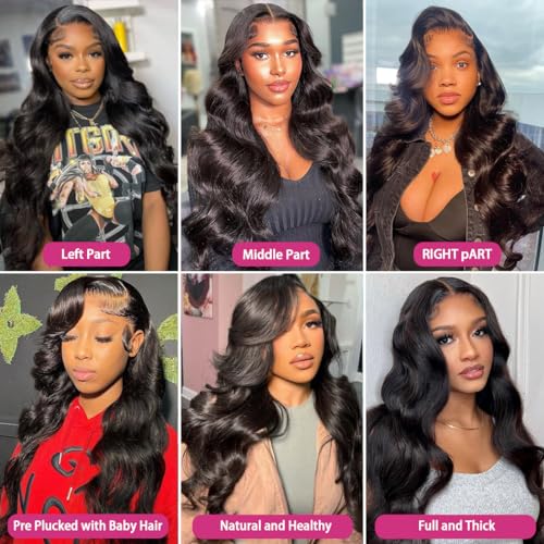 Body Wave Lace Front Wigs Human Hair Pre Plucked 180% Density Glueless Human Hair Wigs for Black Women 13x4 HD Lace Frontal Wigs With Baby Hair Natural Hairline Body Wave Wig (28 Inch)