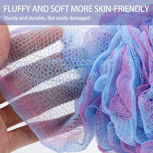 BTYMS Bath Sponges 60g/pc Shower Loofahs Mesh Pouf Shower Pouf Bath Scrunchies Shower Puffs for Body - Pack of 4