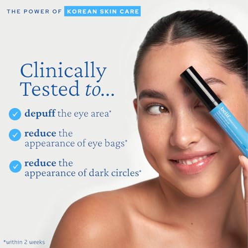 belif Aqua Bomb Cooling Eye Gel - Caffeine & Hyaluronic Acid for Puffiness & Hydration, Niacinamide & Vitamin C for Dark Circles, Adenosine & Collagen for Plumping & Firming, Korean Skin Care