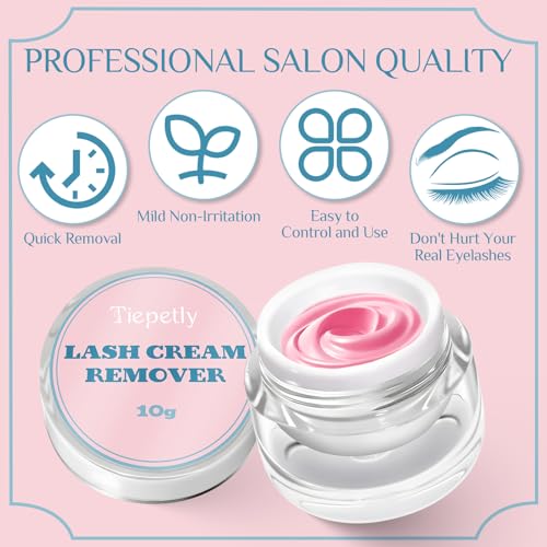 Tiepetly Eyelash Extension Remover, Dissolves Powerful Lash Extension Remover, Low Irritation, for Professional or Salon Use (10 g)