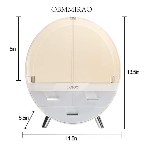 OBMMIRAO Elegant Dustproof Makeup Storage Organizer Box, Waterproof Medium Cosmetics Organizer Storage with Drawers Skincare Cosmetic Display Cases for Countertop Bathroom Dresser Dedroom