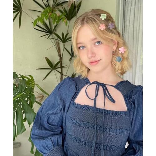 TERSE Mini Flower Hair Clip for Women Girls - 50Pcs Colorful Baby Hair Clips Cute Small Hair Clips Mini Claw Clips Strong Grip Toddler Hair Accessories for Hair Styling