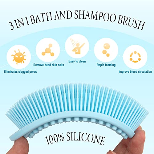 3 Pack Silicone Body Scrubber, Exfoliating Soft Loofah, Scrubber Fit for Sensitive and All Kinds of Skin, Clean Sanitary, Rapid Foaming Black+blue+pink