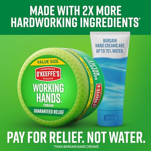 O'Keeffe's Working Hands Hand Cream for Extreme Dryness - 6.8 oz Value Size Jar (12 Pack) - Repairing Skincare for Cracked, Dry Hands