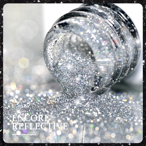 GAOY Reflective Glitter Gel Nail Polish Set for 6 Colors Including Pink Silver Red Green Colors Holographic Gel Polish Kit for Salon Manicure and Nail Art DIY at Home
