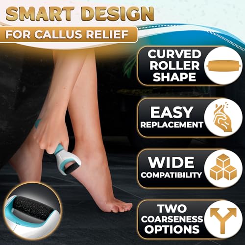 11 Pcs Replacement Rollers for Electric Foot Callus Remover Tool - 7 Extra Coarse & 4 Regular Coarse Refill Heads (1.92 x 0.65 Inches), Micro-Diamond Crystals - Compatible with Amope Pedi Perfect Pro