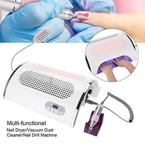 Sonew 4 in 1 Multi-functional Electric Nail Drill Machine, Nail File Drill Pen Kit with 54w Nail Dryer Lamp and Nail Art Dust Suction Collector, Nail Art Machine for Woman Home DIY and Nail Art Salon