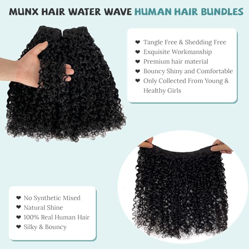Human Hair Bundles 14 16 18 Inch 3 Bundles Unprocessed Messy Burmese Curly Raw Hair Extension Real Human Hair 15A Natural Color Water Wave Human Hair Weft Extensions Full Ends