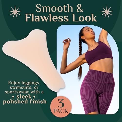 Invisible Silicone Pads for Women ? Reusable Seamless Inserts | Smooth Front Guard for Leggings, Swimwear & Activewear (3 Pack) Beige
