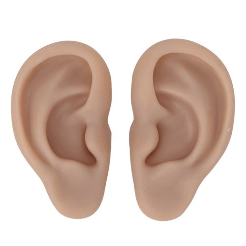 Dioche 1 Pair Silicone Ear Model Piercing Practice Model Silicone Ear Model Ear Body Part Kit for Earrings Display Ear Piercing Exercise (Deep Skin Color)