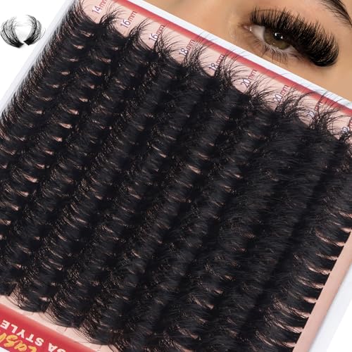 Fluffy Lash Clusters 270D Volume Eyelash Clusters Dramatic Thick Individual Lashes 14-24mm Long Cluster Eyelash Extensions DIY Mega Lash Extension by Eefofnn