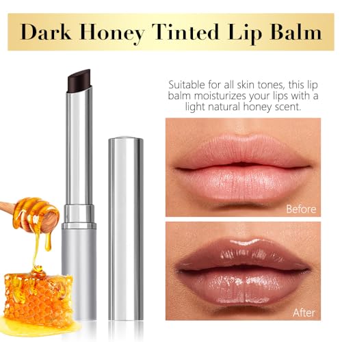 Brown Honey Butter Lipstick Tinted Lip Balm, Shine Moisturizing Plumper Lipstick for Women, Natural Nourishing Hydrating Lip Gloss Stain for Dry Lips, Lightweight Lip Liner Care Makeup, Vegan