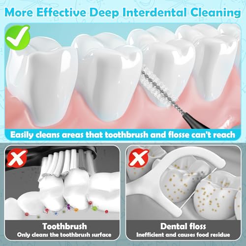Modacraft 120Pcs Interdental Brushes, Deep Cleaning Braces Flossers for Braces Orthodontic with Soft Bristles 360¡Æ Bendable Floss Heads Dental Brushes Between Teeth Gum Braces Oral Cleaning Tool Kit