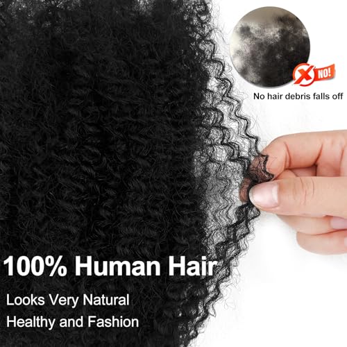 Human Hair for Twist 20 Inch Afro Kinkys Bulk Human Hair 2 Bundles for Dreadlock Extensions Repair Locs Afro Kinky-Curly Bulk for Mini Twist 100% Real HumanHair for Braiding (1B,40g/pack)