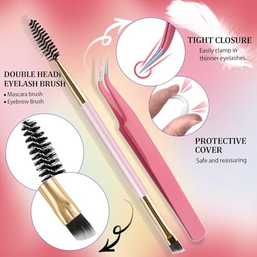 DIY Lash Extension Kit 630Pcs 10-18mm D Curl Lashes Clusters with Lash Bond and Seal Glue Remover Lash Shampoo Cleansing Brush Headband Wristband Tweezers Eyelash Brush Applicator