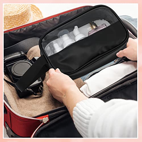 Buryeah 12 Pieces Toiletry Bag for Women Men Translucent Small Travel Makeup Pouch Portable Waterproof Organizer Set for Accessories Toiletries(Black)