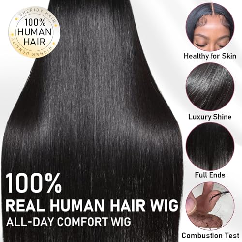13x6 HD Lace Front Wigs, 100% Human Hair, [2-Year Life], 200% Density 30 Inch Straight Frontal Wigs Human Hair Pre Plucked for Black Women Free Part,[0.1mm Ultra-Thin Skinlike HD Lace]