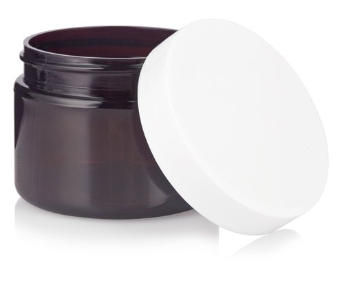 (12 pack) 3 oz Amber PET Plastic Refillable Jar with White Lid
