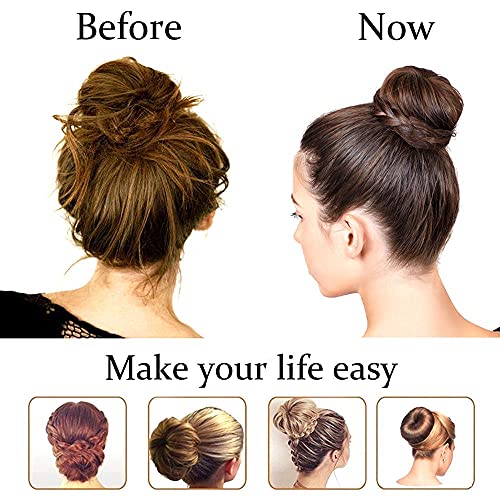 Hair Donut Bun Maker, Ring Style, 2PCS Large 3.5 Inch for Thick and Long Hair (Brown)