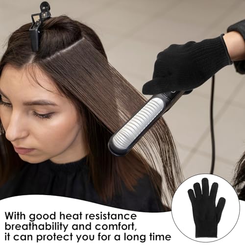 JIEYAO 4 Pack Heat Resistant Gloves for Hair Styling, Curling Iron Glove Heat Blocking Glove for Curling Wand F& lat Iron