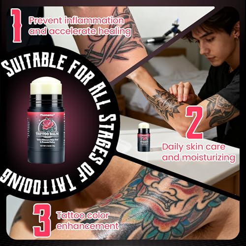 Phomemo Tattoo Aftercare Supplies, Tattoo Balm for Healing, Tattoo Cream for Moisturizing & Enhancing Color, Tattoo Butter for New & Old Tattoo, 100% Natural & Petroleum-Free, 1.76oz, 2 Pack