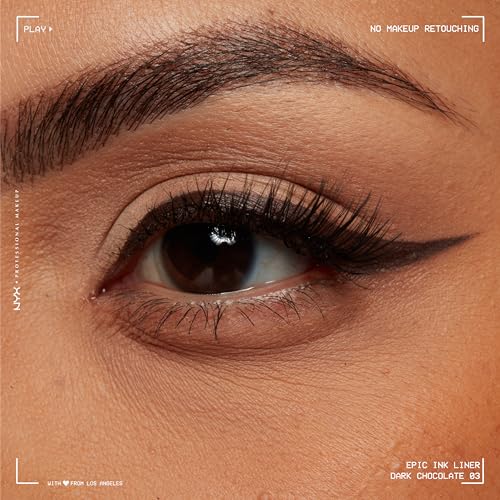 NYX PROFESSIONAL MAKEUP Epic Ink Liner, Waterproof Liquid Eyeliner with Vegan Formula - Dark Chocolate (Dark Brown Matte)