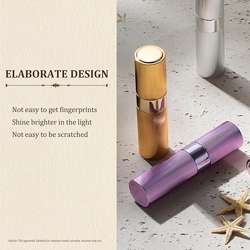 LISAPACK 8ml Perfume Atomizer Spray Bottle, 1pcs Travel Cologne Sprayer Refillable, Empty Mini Portable Perfume Dispenser (Gold)