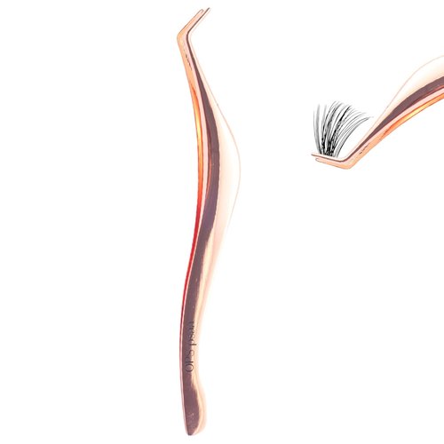 Stainless Steel Eyelash Applicator Tool – Curved Lash Tweezers for Easy Eyelash Extension Application and Removal