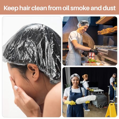 MAQIHAN 100 Disposable Shower Caps Unisex - Large Plastic Hair Caps for Deep Conditioning Shower Cap Reusable Waterproof for Women Men Hair Treatment Bath Cap for Long Hair Travel Essentials