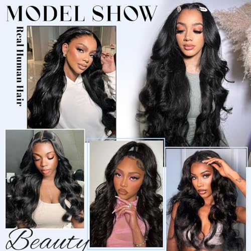 30 inch Body Wave Lace Front Wigs Human Hair 200% Density Pull Go 13x6 HD Transparent Glueless Human Hair Wig for Women Pre Plucked Pre Cut Bleached Knots with Baby Hair