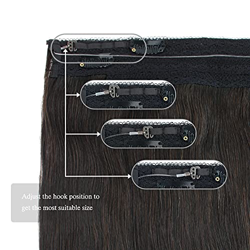 SASSINA Remy Wire Hair Extensions, Natural Black Wire Extensions Real Human Hair with Secret Fish Line Removable Clips 120 Grams 20 Inch #1B