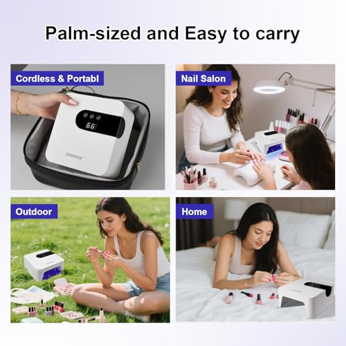JODSONE U V Nail Lamp Rechargeable Portable with 3 Timers and LCD Display Screen for Nail Dryer Gel White