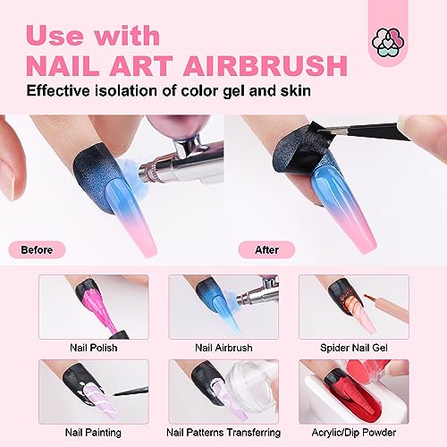 SAVILAND Nail Polish Protector for Fingers: 100PCS U V Protection U-Shaped Nail Protector Cuticle Protector for Nails Painting Peel Off Nails Tape for Airbrush Gel Polish Nail Art