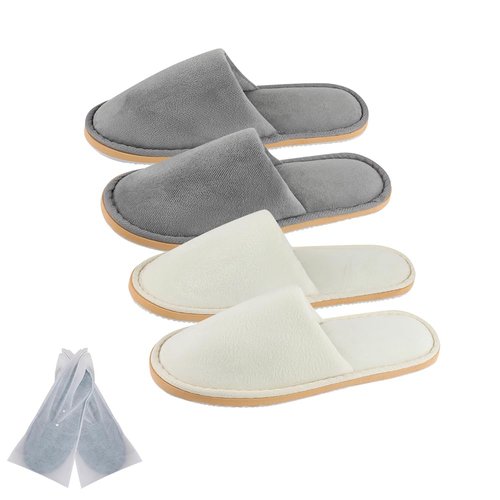 BoxSkivra 2-6 Pairs Spa Slippers, Indoor Slippers, Disposable Slippers for Guests, Washable & Non-Slip Reusable, Women, Men, House, Bedroom, Hotel, Travel, Wedding (Thick Soft)