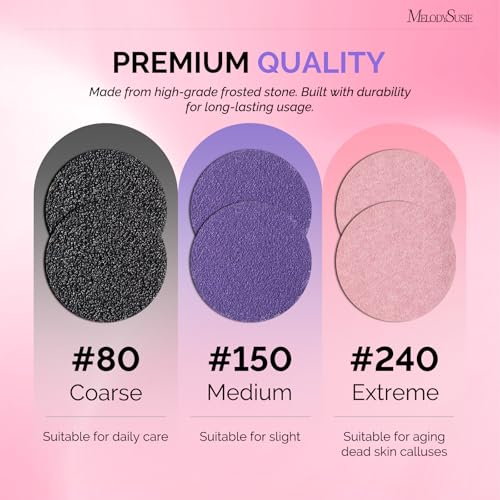 MelodySusie 80PCS Replacement Sandpaper Discs with 25mm Metal Nail Drill Bit, 80 Coarse 150 Medium 240 Extreme Fine Grit for Electric Foot File Callus Remover Tool or Polishing Craft